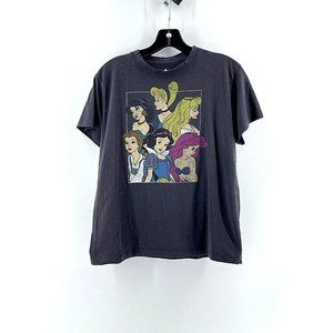Disney Princess Women's Distressed Gray Tee T-Shirt Size M Jasmine Snow White